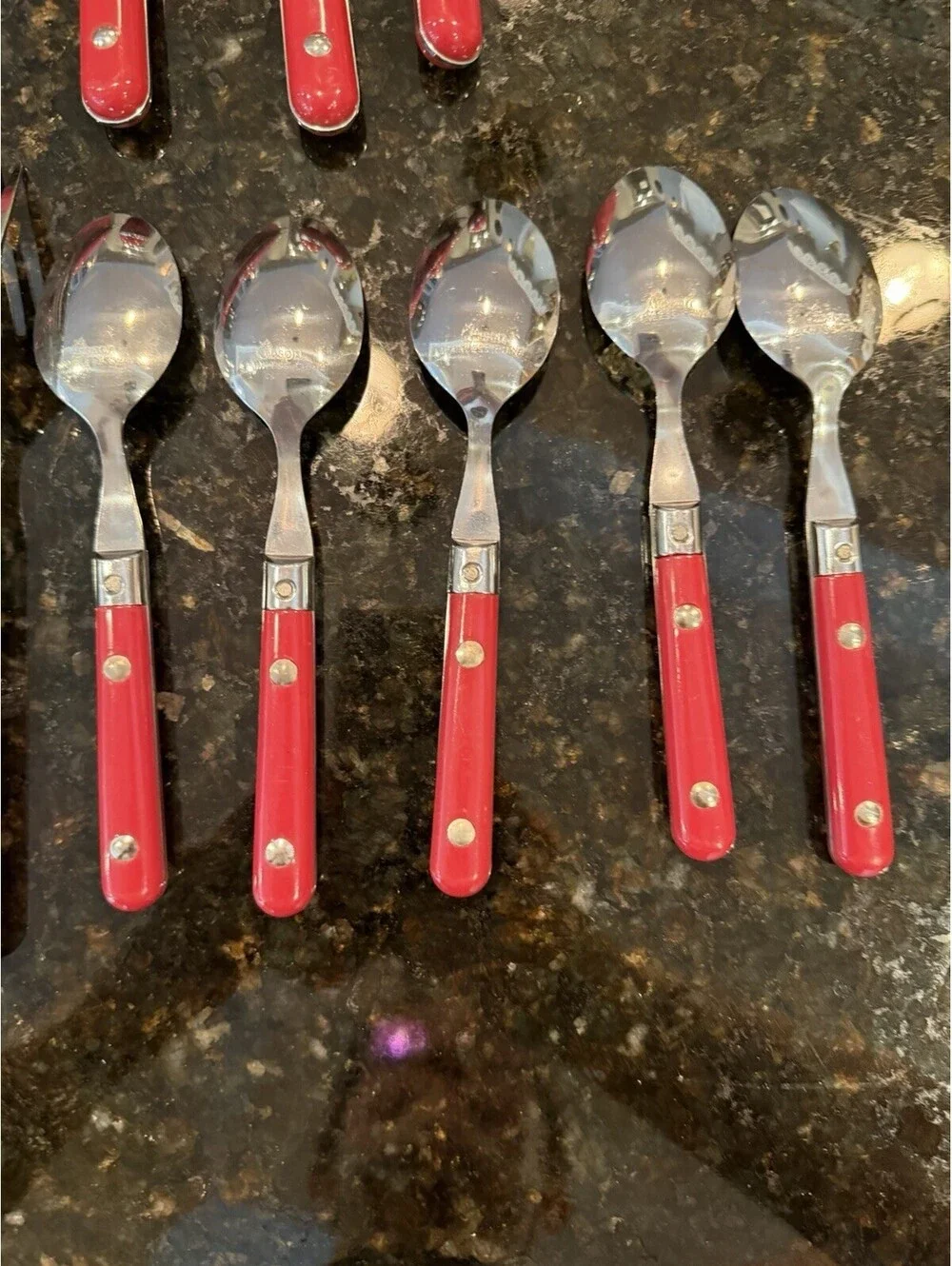 Vintage 80s Gibson Flatware French Country Style Red Handle 17 Pieces EUC